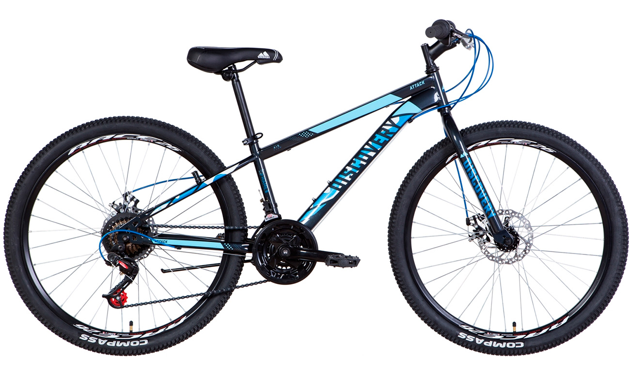Фотография Велосипед Discovery ATTACK DD 26" 2021, размер XS, Черно-синий